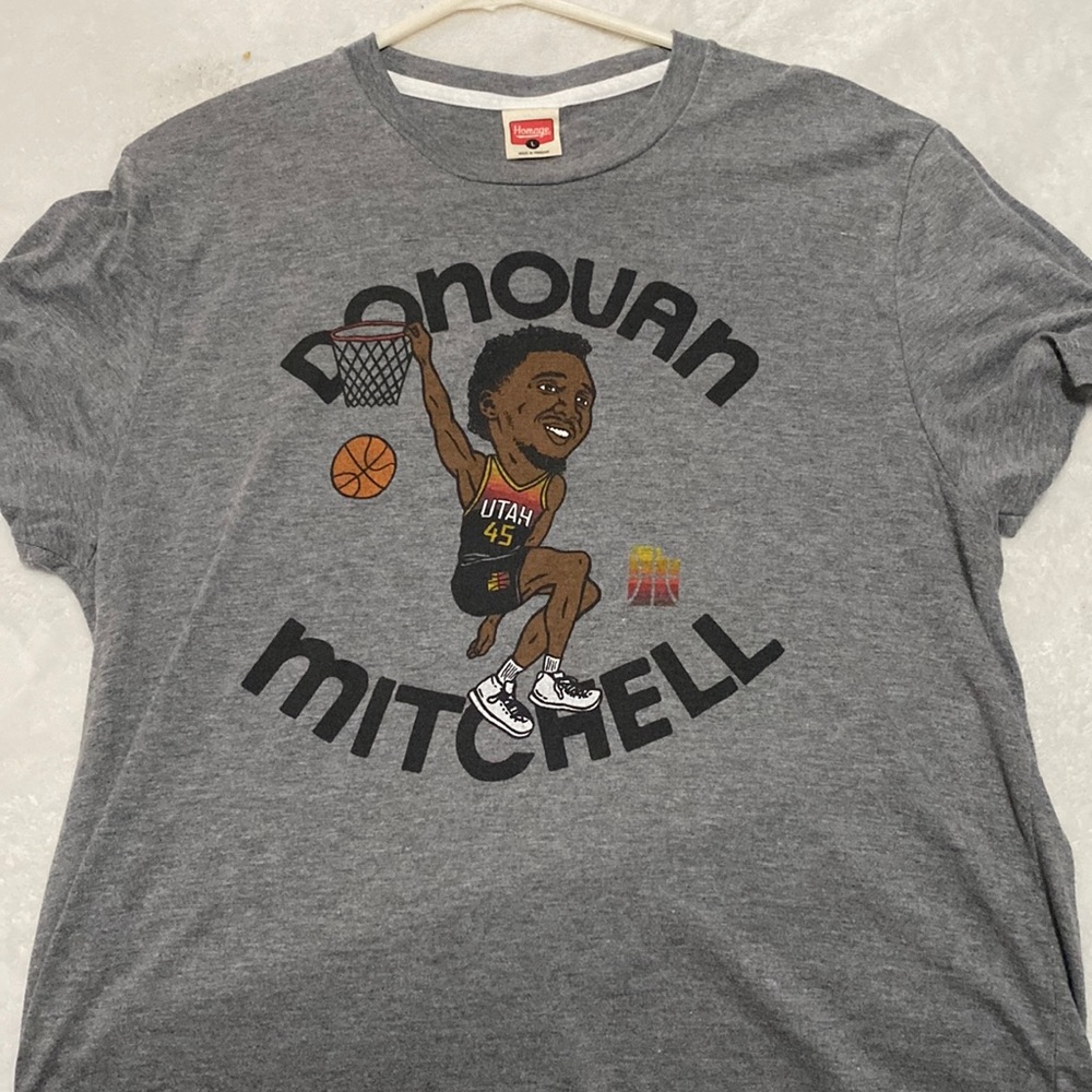 grey donovan mitchell t shirt, like new condition